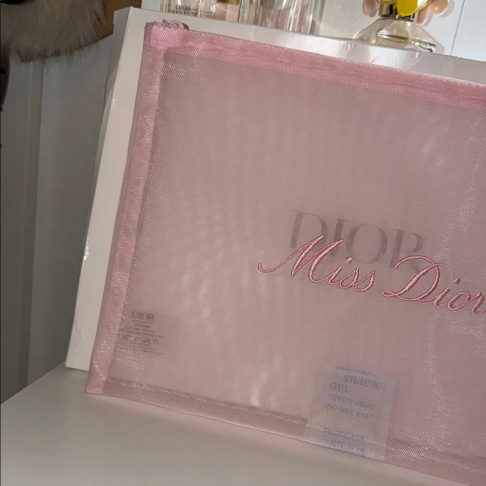🎀Dior Soft Pink large Mesh Pouch